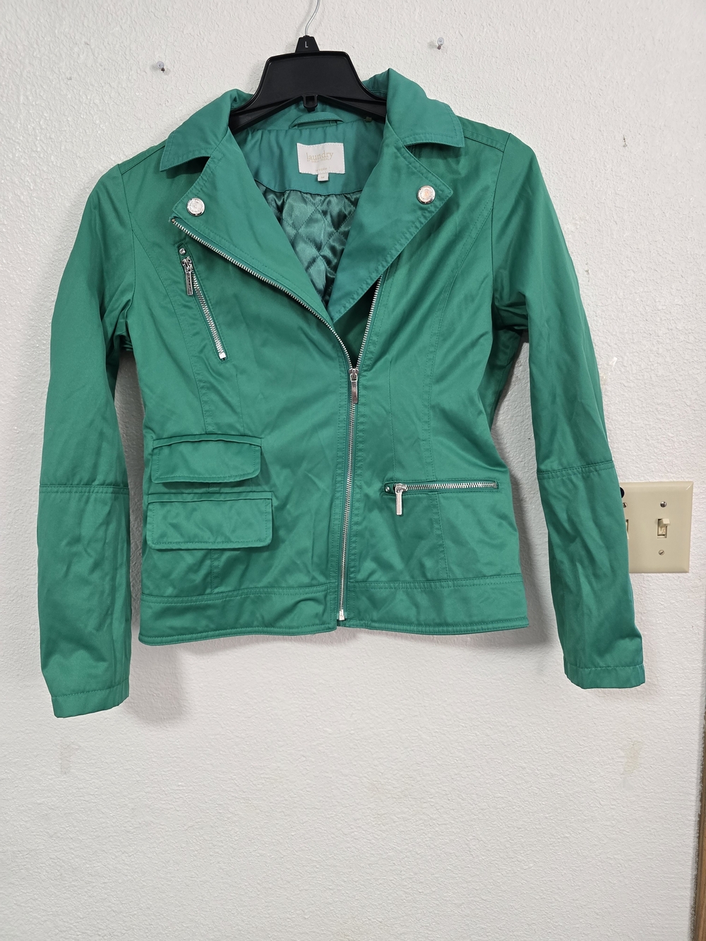 Laundry By Shelli Segal Emerald Green Utility Moto Jacket